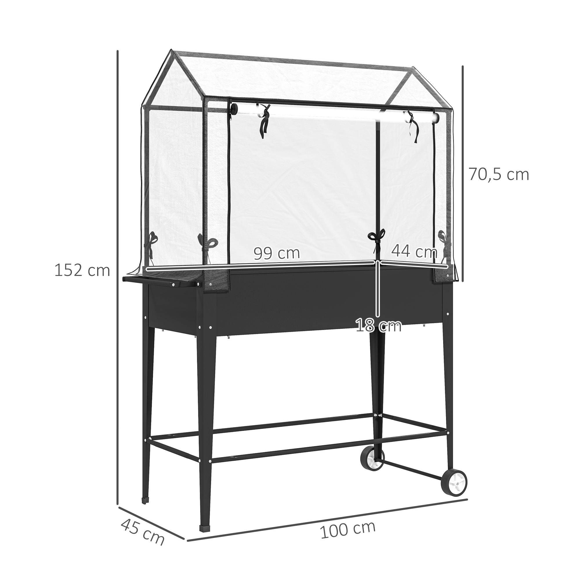 Carré potager sur pieds Métal pour balcon Serre avec bâche et roulettes 100x152cm - ComfortXL Outdoor Living - Image 5