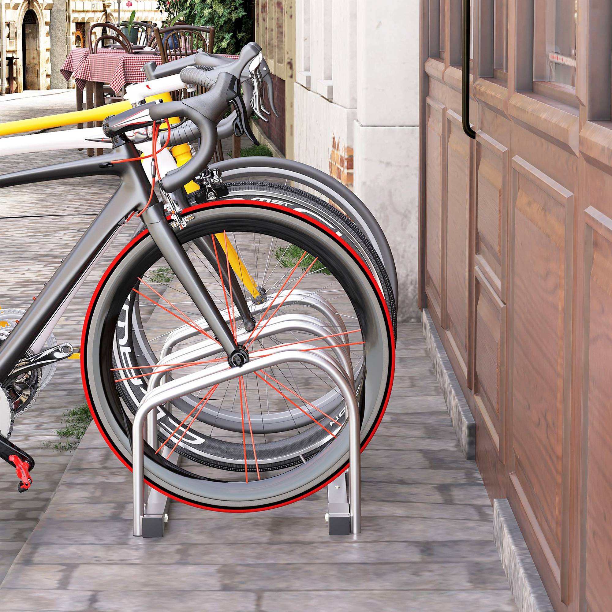 Support de rangement pour 3 vélos en tubes d’acier robustes, gain de place pour garage et atelier - Image 3