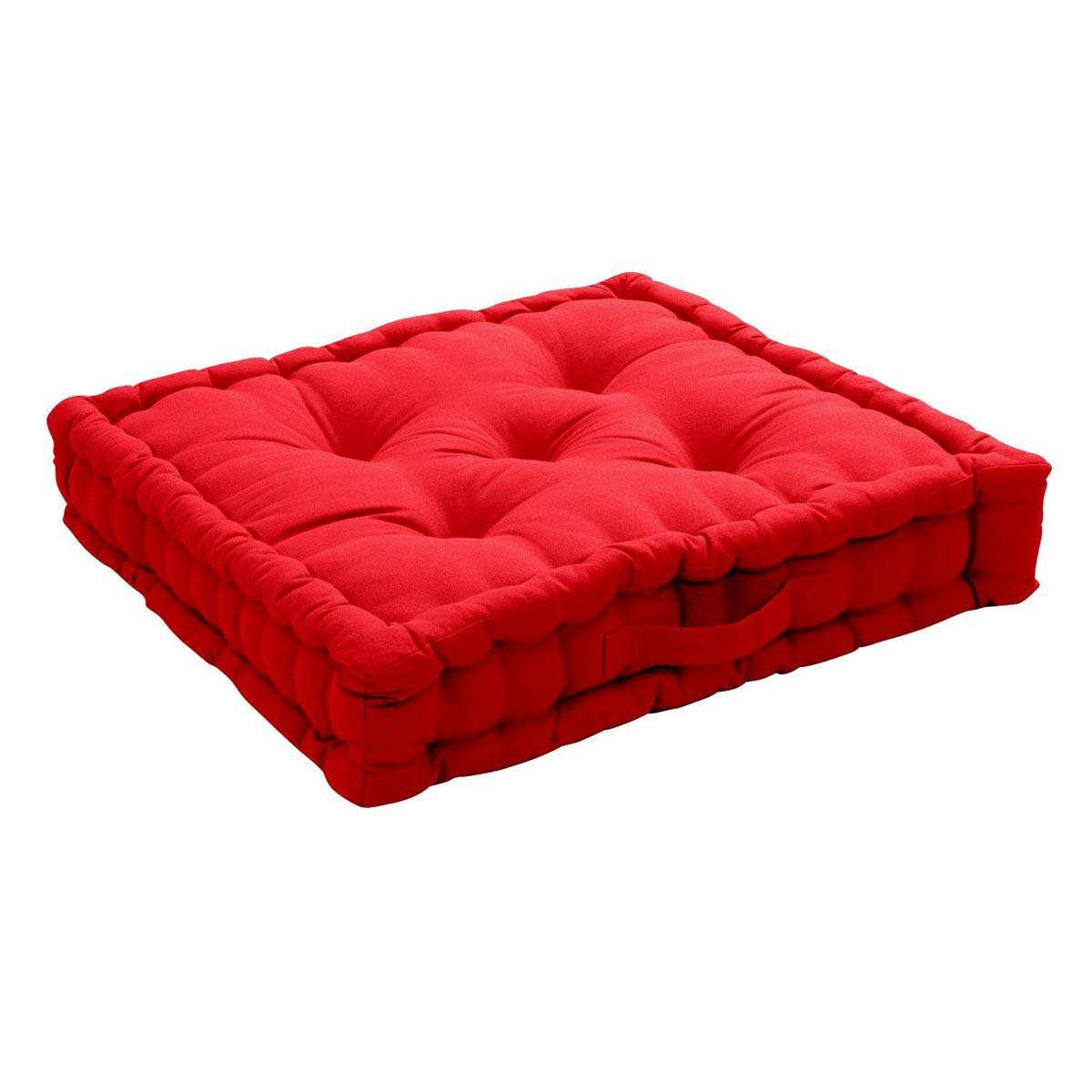 Enjoy Home - Coussin de Sol Uni "Panama" 50x50cm Rouge - Image 1