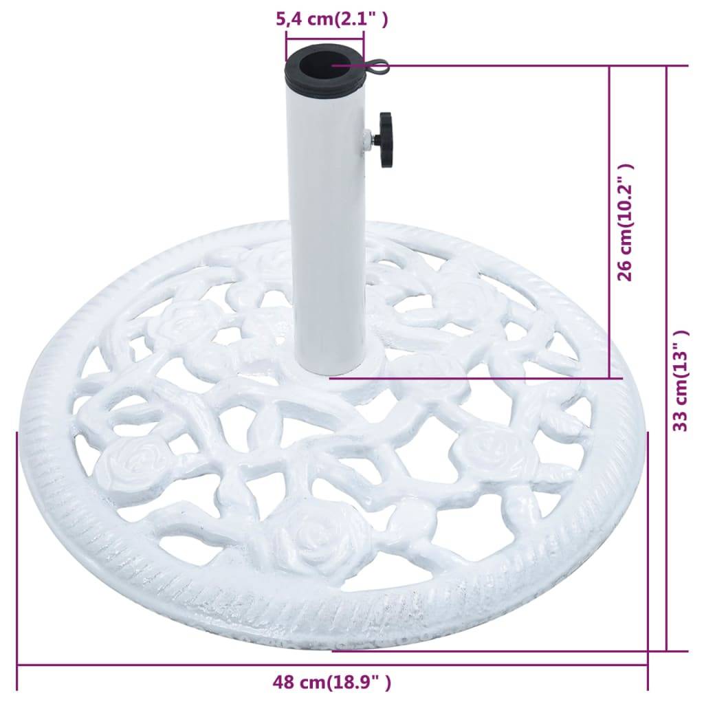 Socle de parasol - accessoire parasol Blanc 12 kg 48 cm Fonte - MEUBLE PRO - Image 7