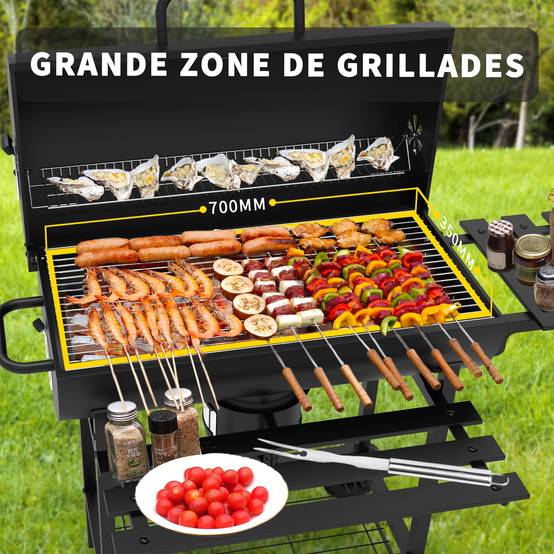 Barbecue Charbon de Bois XXL,Barbecue,avec Grille de Cuisson XXL avec Deux éTagèRes - Image 2
