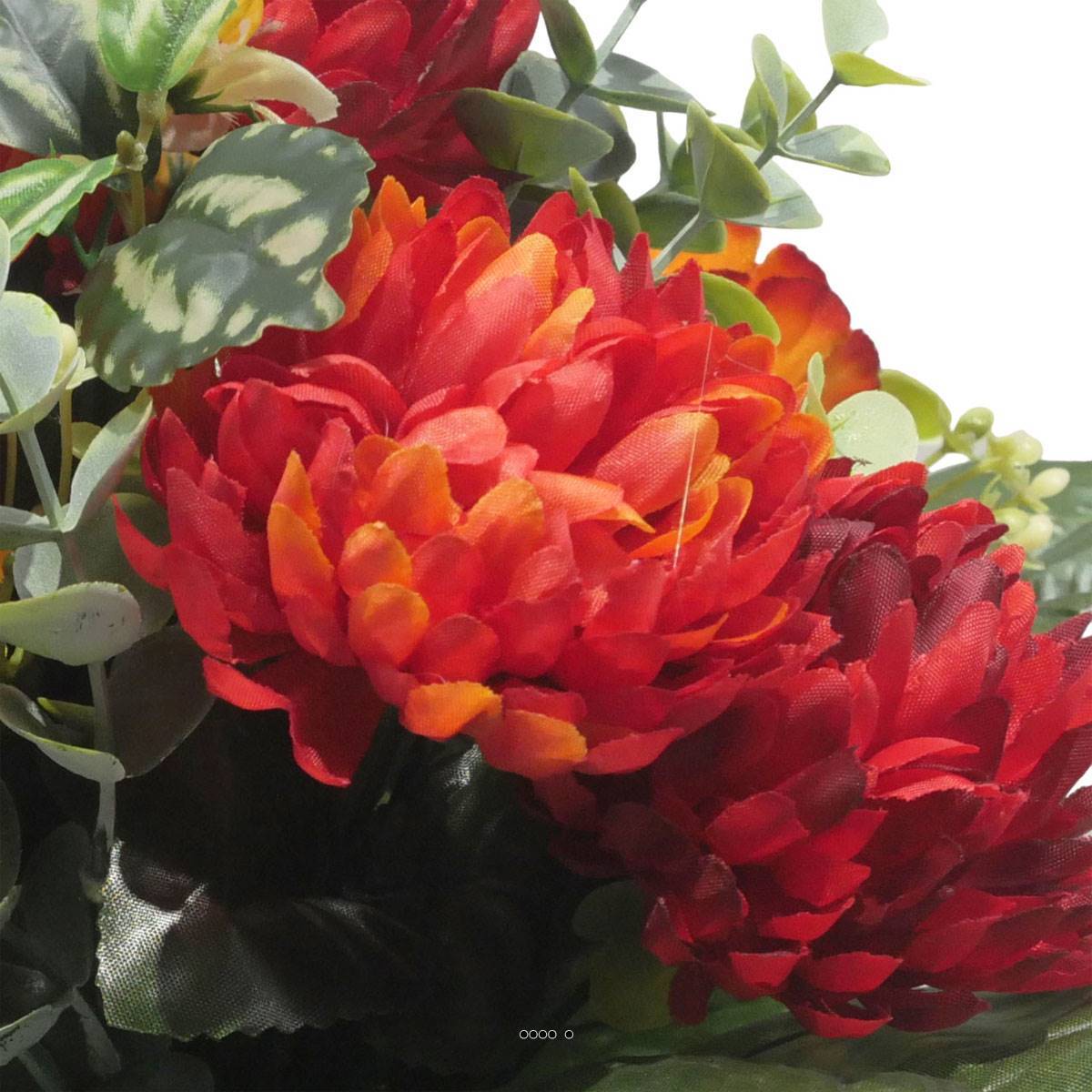 Vasque De Chrysanthème, Rose et Eucalyptus pour la toussaint Rouge-orange - couleur: Rouge-orange - Image 3