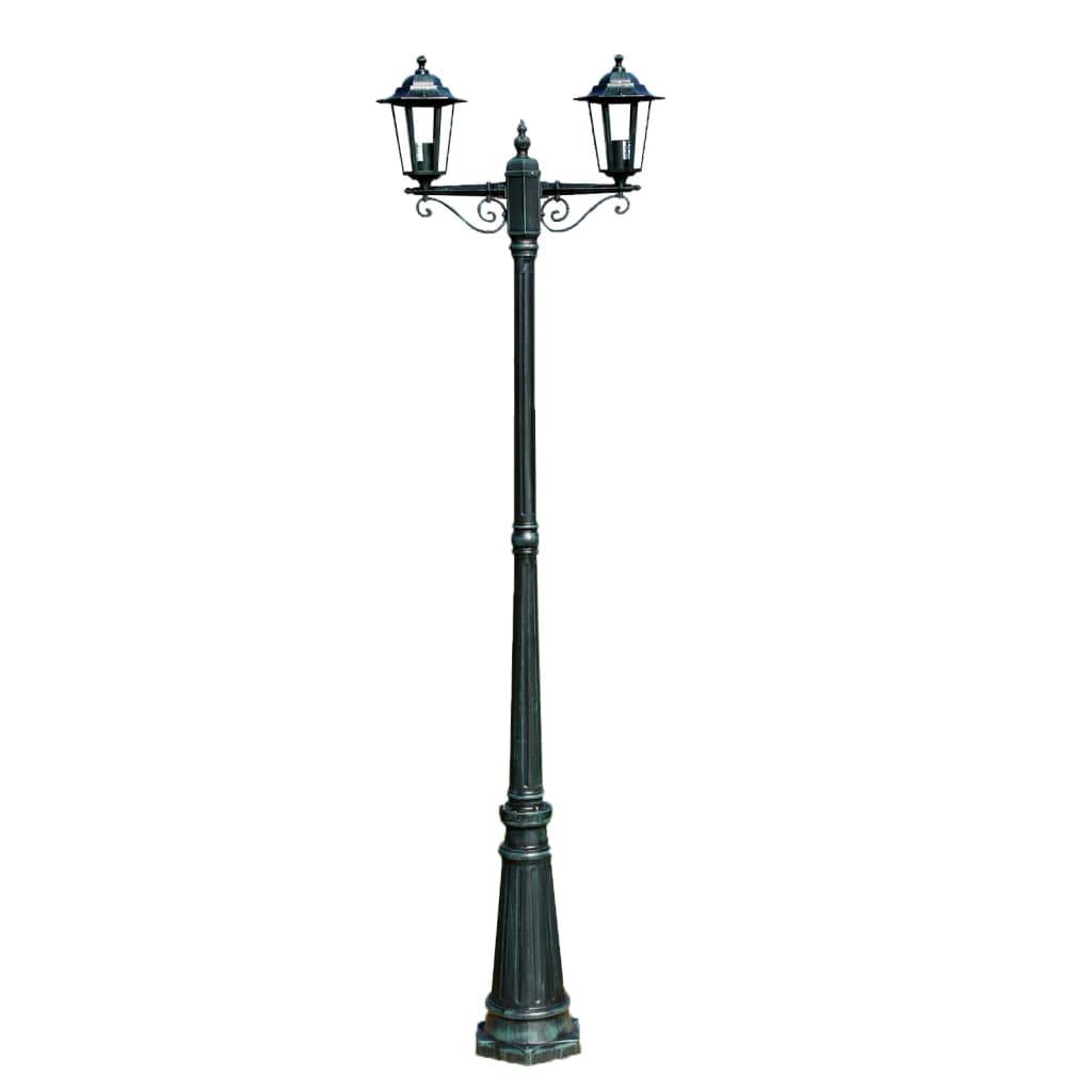 Lampadaire de jardin - Lampadaire d'extérieur 2 bras 215 cm Vert foncé/Noir Aluminium MP521 - Image 1