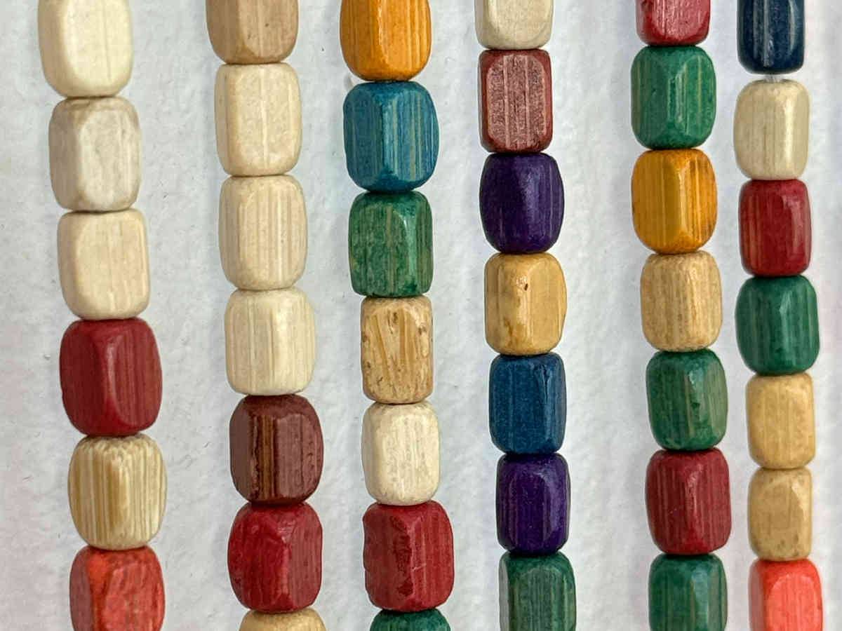 Morel - Rideau de porte en perles de bois carrée multicolore 90 x 200 cm - Morel - Image 5