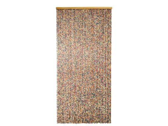 Morel - Rideau de porte en perles de bois carrée multicolore 90 x 200 cm - Morel - Image 1