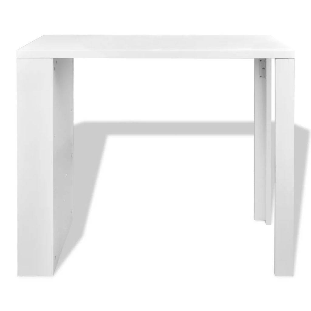 Helloshop26 - Table haute mange debout bar bistrot MDF avec casier à bouteilles blanc haut brillance - Image 2