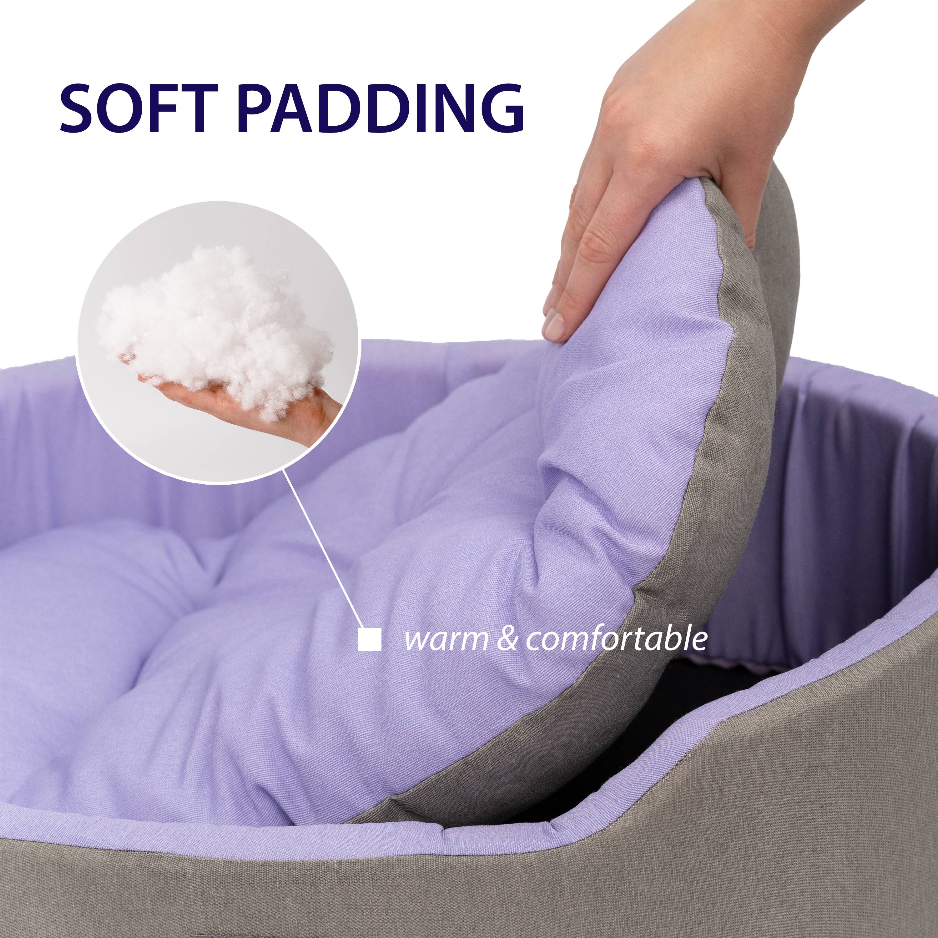 Ferplast - Ferplast Panier Chien Dandy, Coussin Amovible et Lavable, Housse en Coton avec Rembourrage Doux, Lit Chiens Moyen, 95 x 60 x H 21 cm, Lilas - Image 6