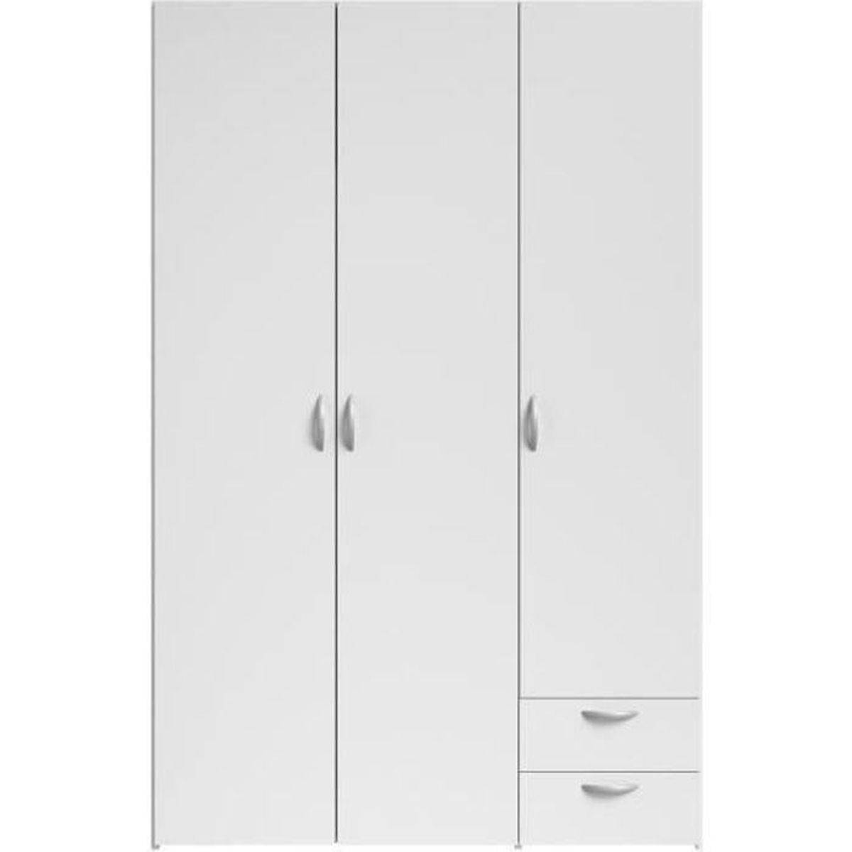 Armoire Varia décor blanc laqué, 3 portes battantes + 2 tiroirs, 120x185x51 cm - Parisot - Image 1