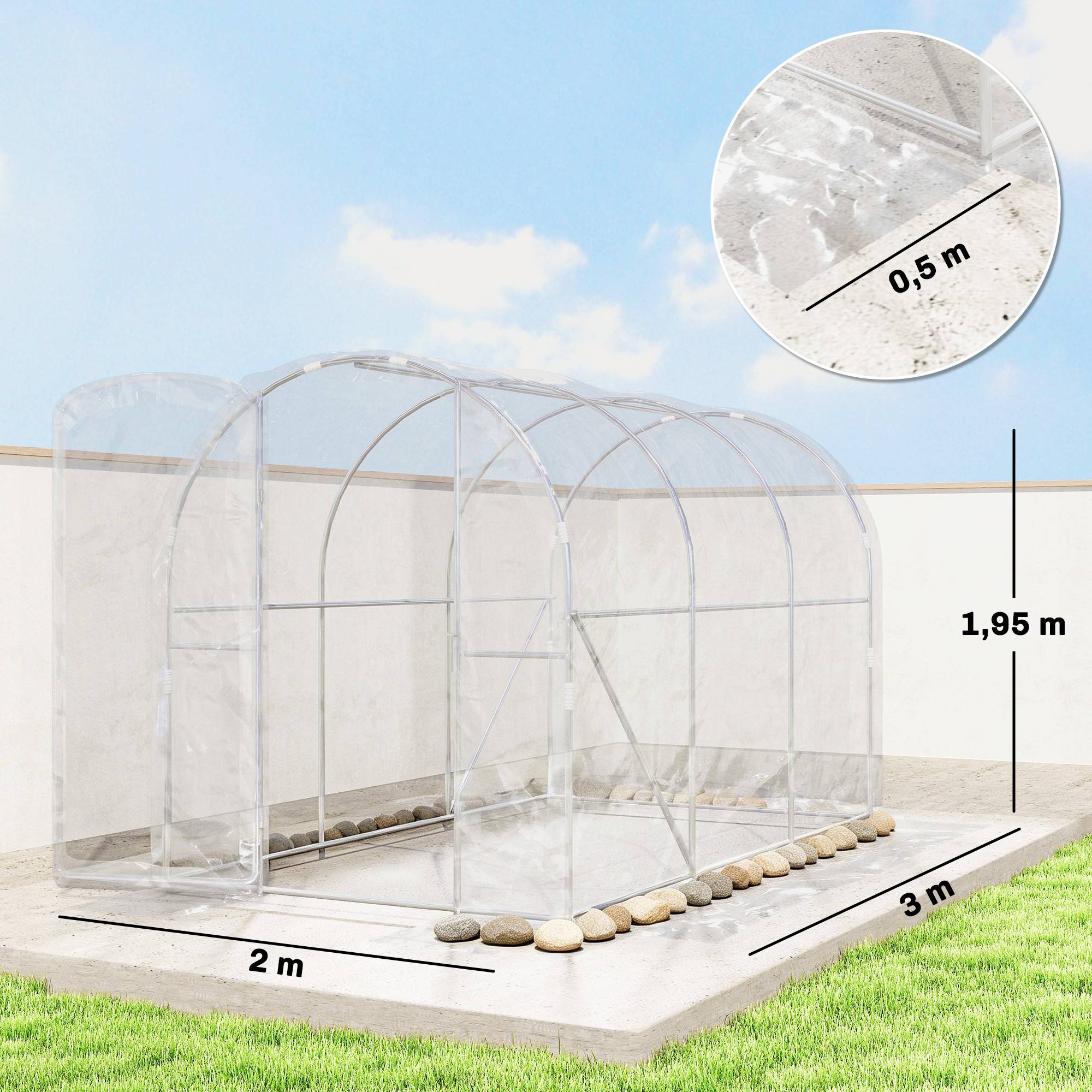 ComfortXL - Serre tunnel acier bâche PE jardin potager protection intempérie 300x200x195cm transparent - ComfortXL Outdoor Living - Image 5