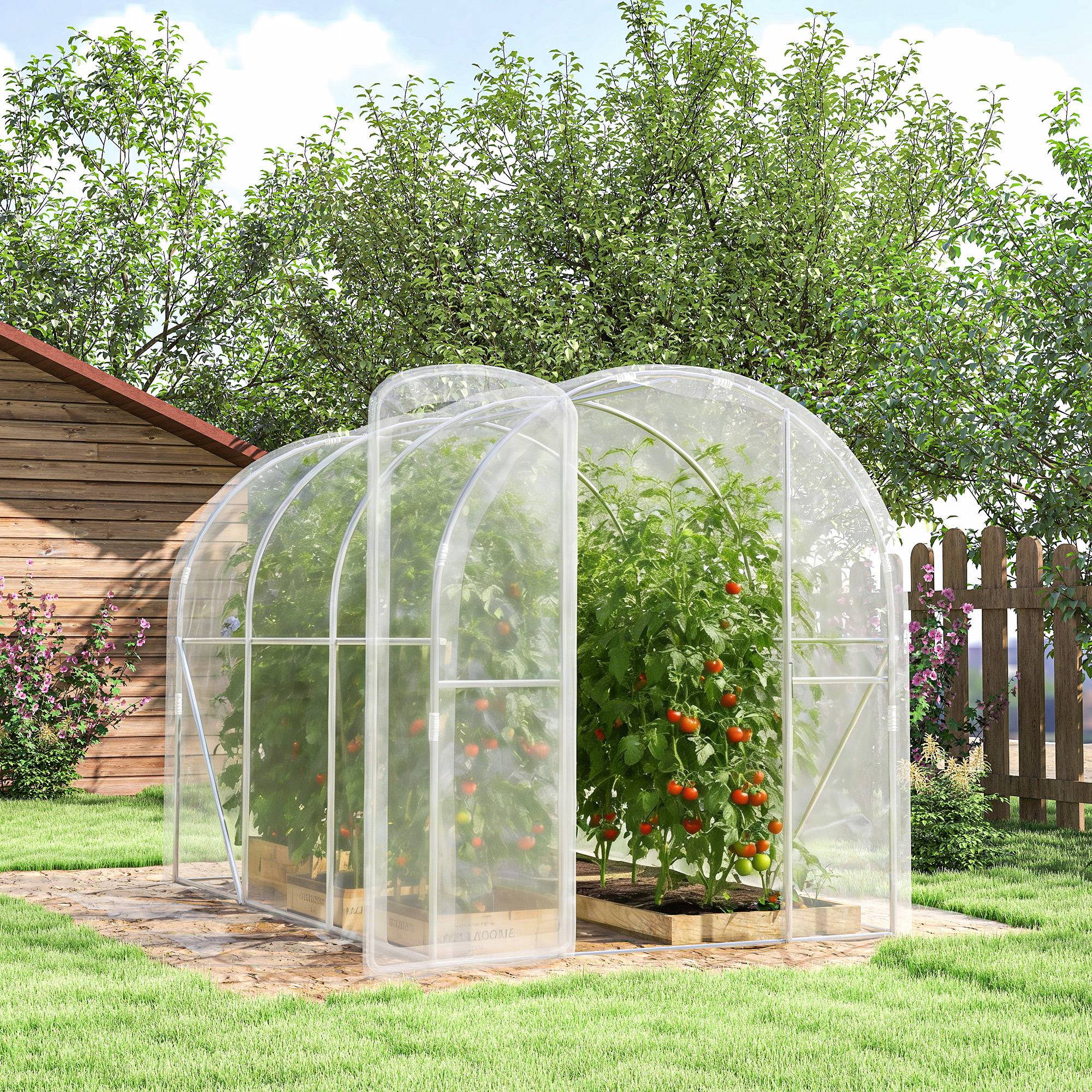 ComfortXL - Serre tunnel acier bâche PE jardin potager protection intempérie 300x200x195cm transparent - ComfortXL Outdoor Living - Image 10