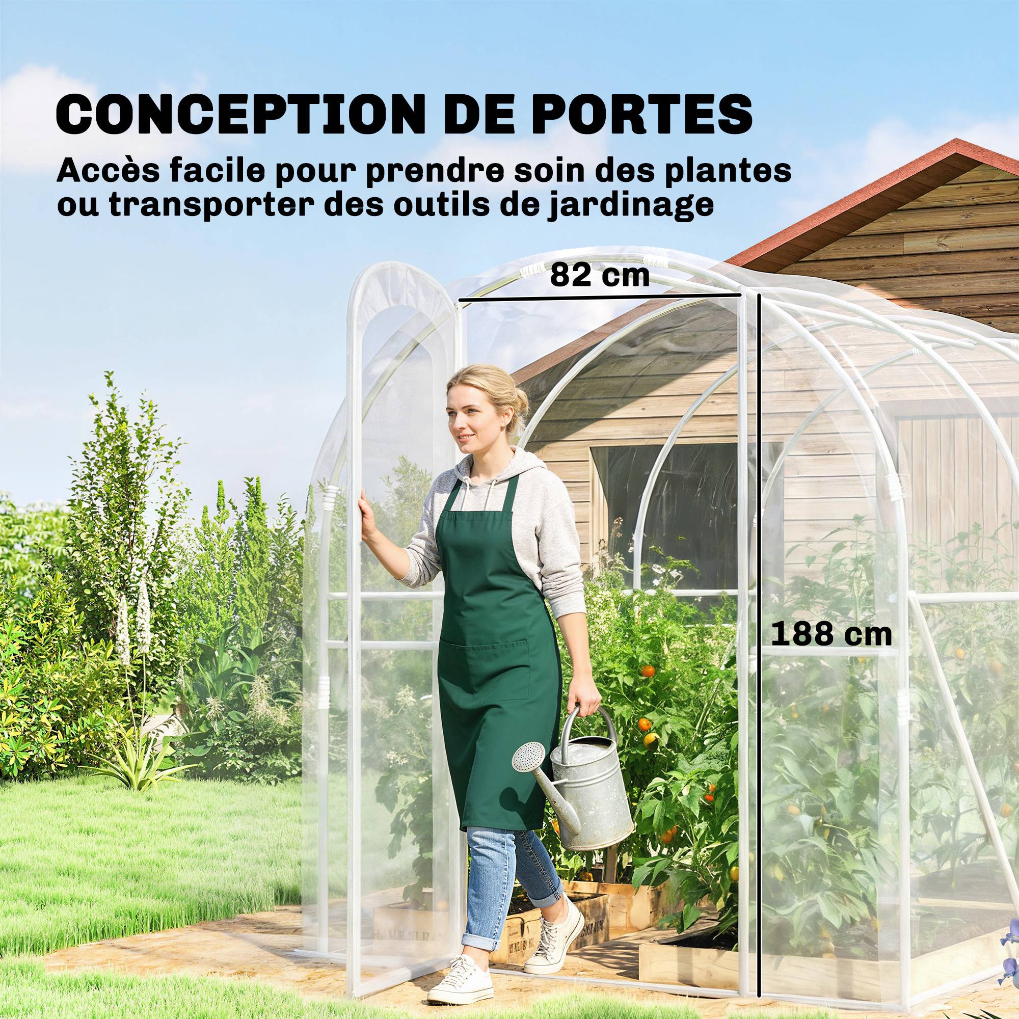 ComfortXL - Serre tunnel acier bâche PE jardin potager protection intempérie 300x200x195cm transparent - ComfortXL Outdoor Living - Image 7