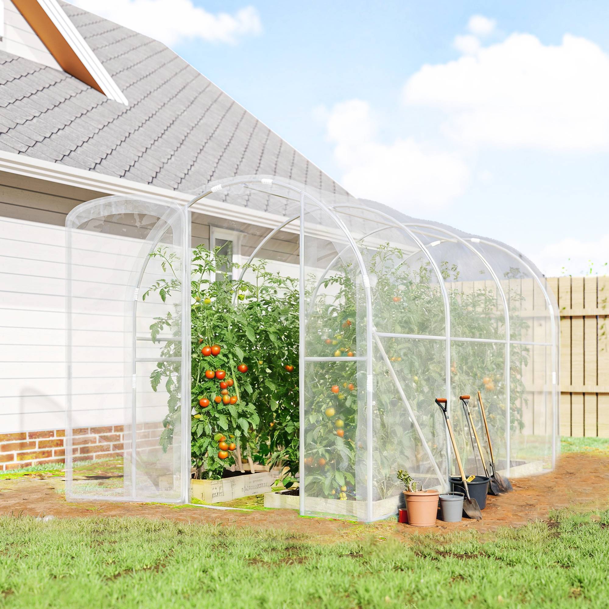 ComfortXL - Serre tunnel acier bâche PE jardin potager protection intempérie 300x200x195cm transparent - ComfortXL Outdoor Living - Image 3