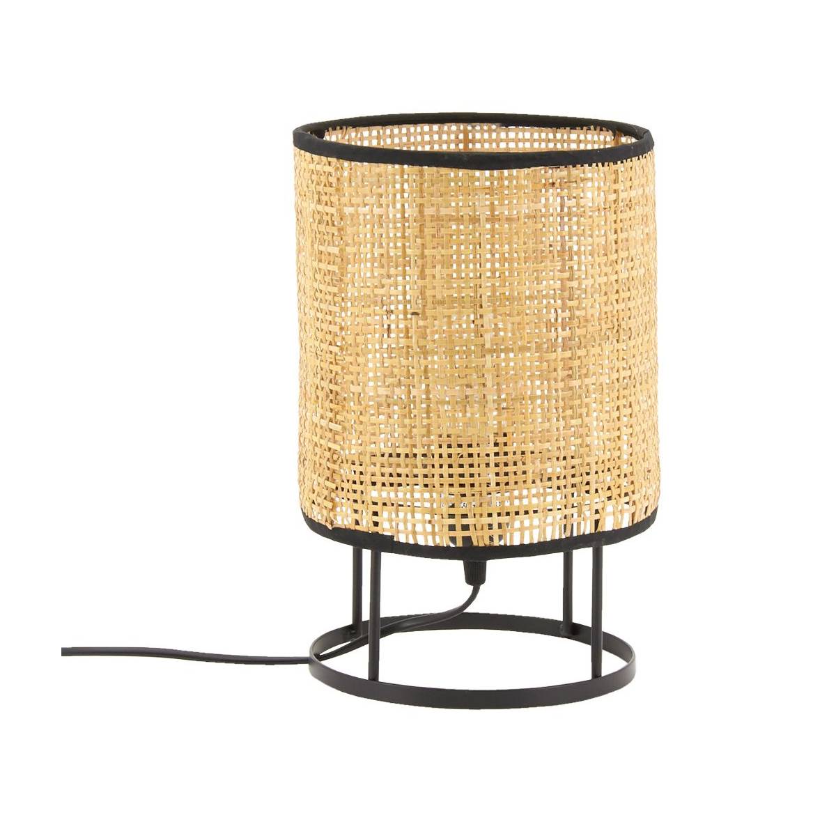Aubry Gaspard - Lampe de chevet ronde en métal et cannage (Lot de 2) - Image 1