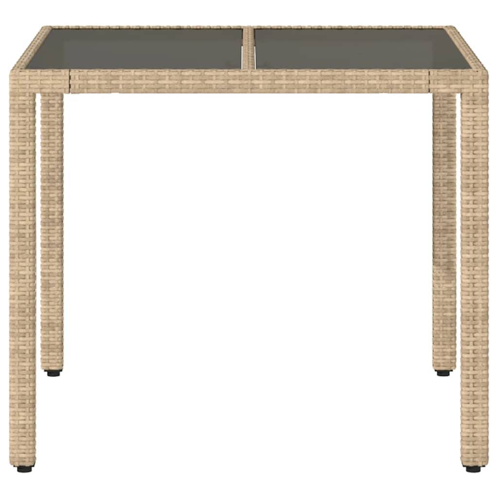 PANGIVO - Table de jardin résine tressée beige verre trempé 90 x 90 x 75 cm, Poids :16.2kg - PANGIVO - Image 4