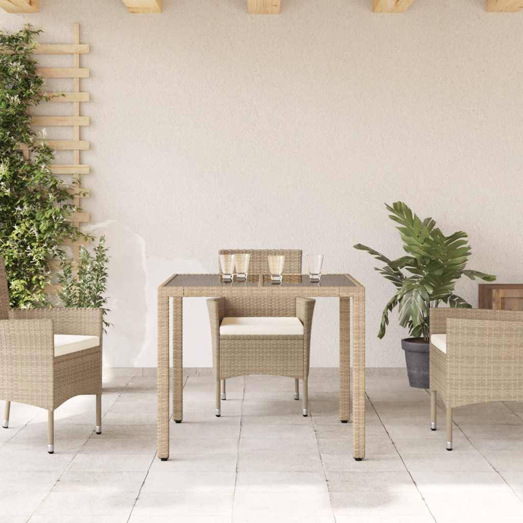 PANGIVO - Table de jardin résine tressée beige verre trempé 90 x 90 x 75 cm, Poids :16.2kg - PANGIVO - Image 3