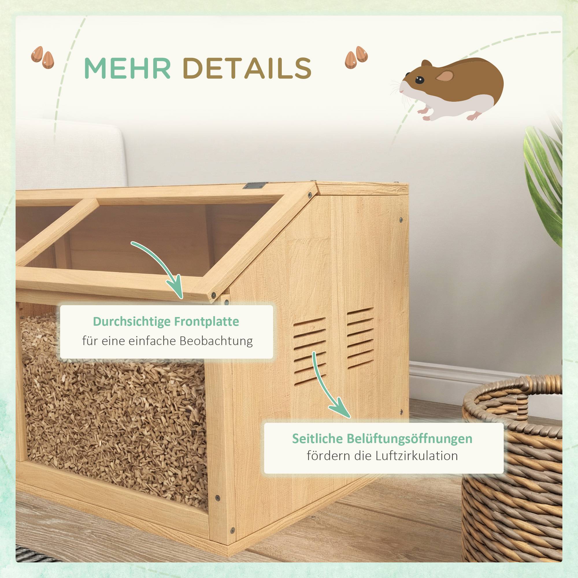 Cage hamster syrien et nain, plateforme pont suspendu cabane, 85x45x44cm - Image 8