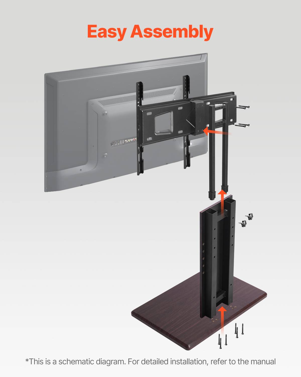 VEVOR Support TV mobile universel 81-178cm, multiprise, pivot/H régl., 45kg, VESA 600x400, intérieur. - Image 6
