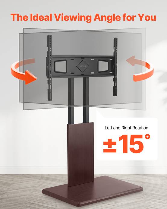 VEVOR Support TV mobile universel 81-178cm, multiprise, pivot/H régl., 45kg, VESA 600x400, intérieur. - Image 5