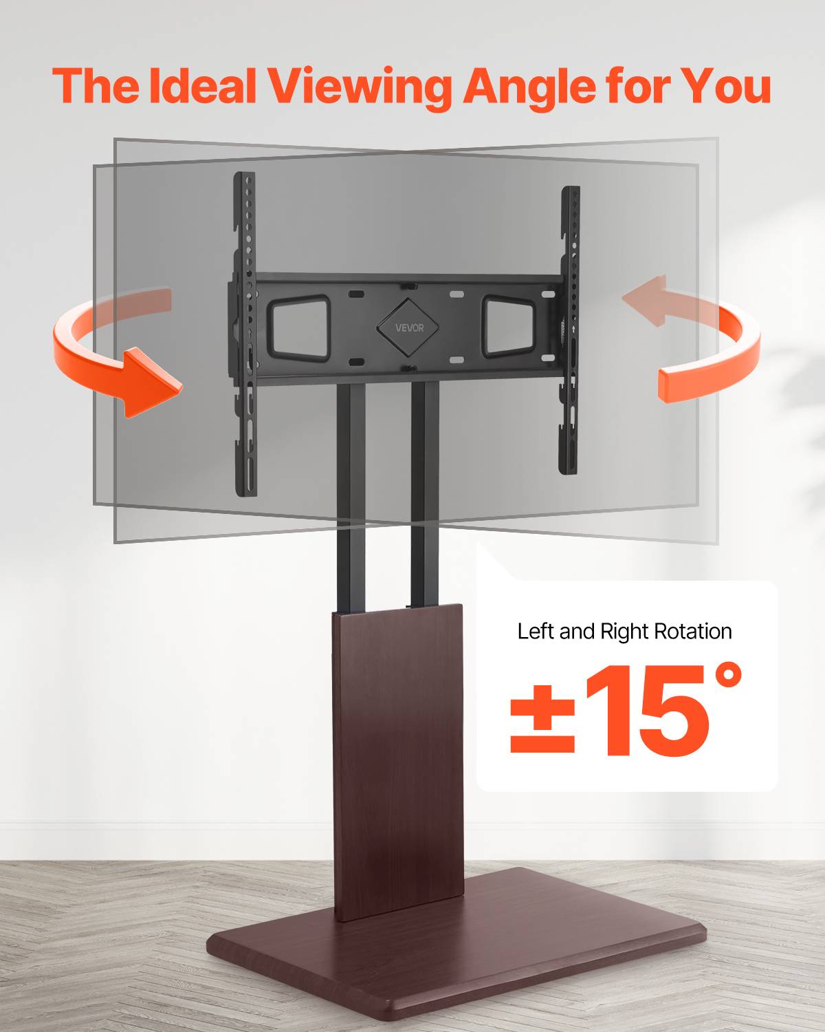 VEVOR Support TV mobile universel 81-178cm, multiprise, pivot/H régl., 45kg, VESA 600x400, intérieur. - Image 5