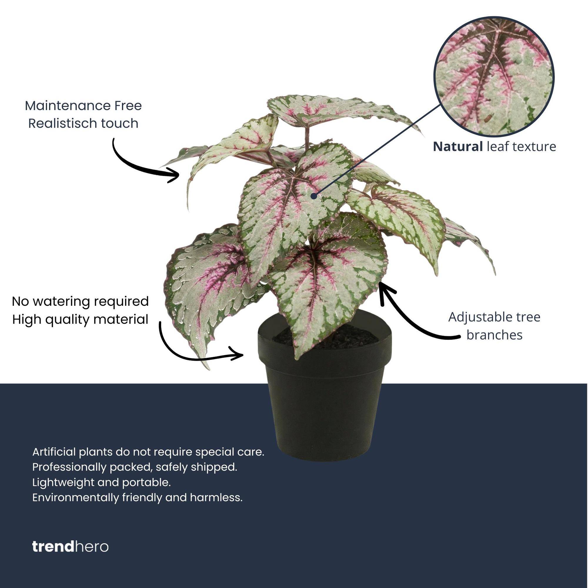 Begonia - UV - intérieur et extérieur - Ø10cm - Plante artificielle - Image 4