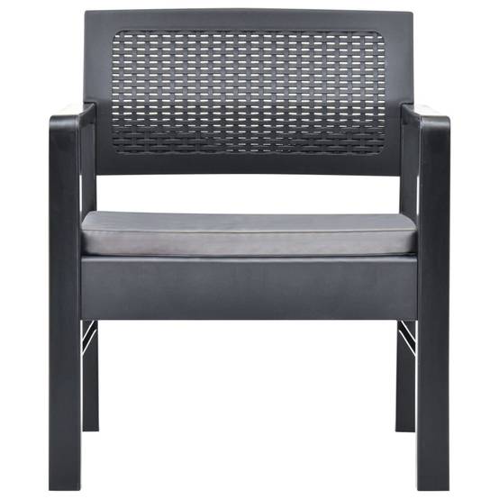 Salon de Jardin 3 pcs 2 Fauteuils Table Basse Plastique Coussins Gris – ComfortXL Outdoor Living - Image 8