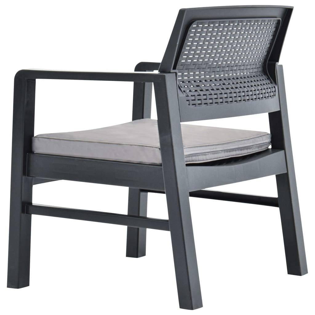Salon de Jardin 3 pcs 2 Fauteuils Table Basse Plastique Coussins Gris – ComfortXL Outdoor Living - Image 10
