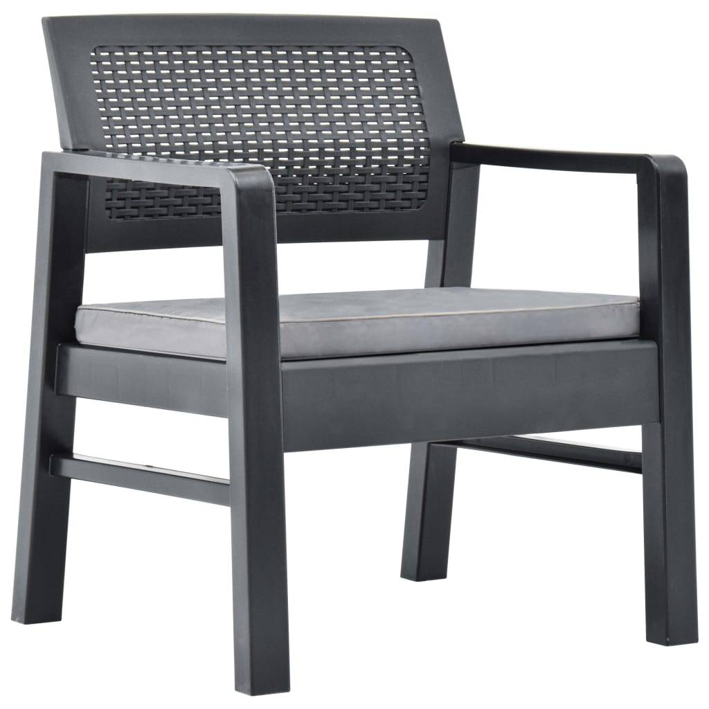 Salon de Jardin 3 pcs 2 Fauteuils Table Basse Plastique Coussins Gris – ComfortXL Outdoor Living - Image 7