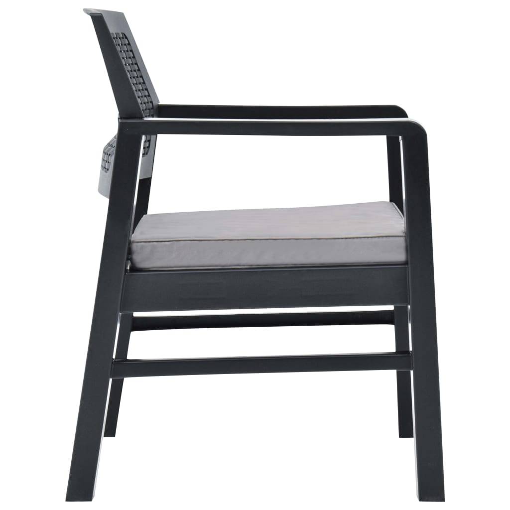 Salon de Jardin 3 pcs 2 Fauteuils Table Basse Plastique Coussins Gris – ComfortXL Outdoor Living - Image 9