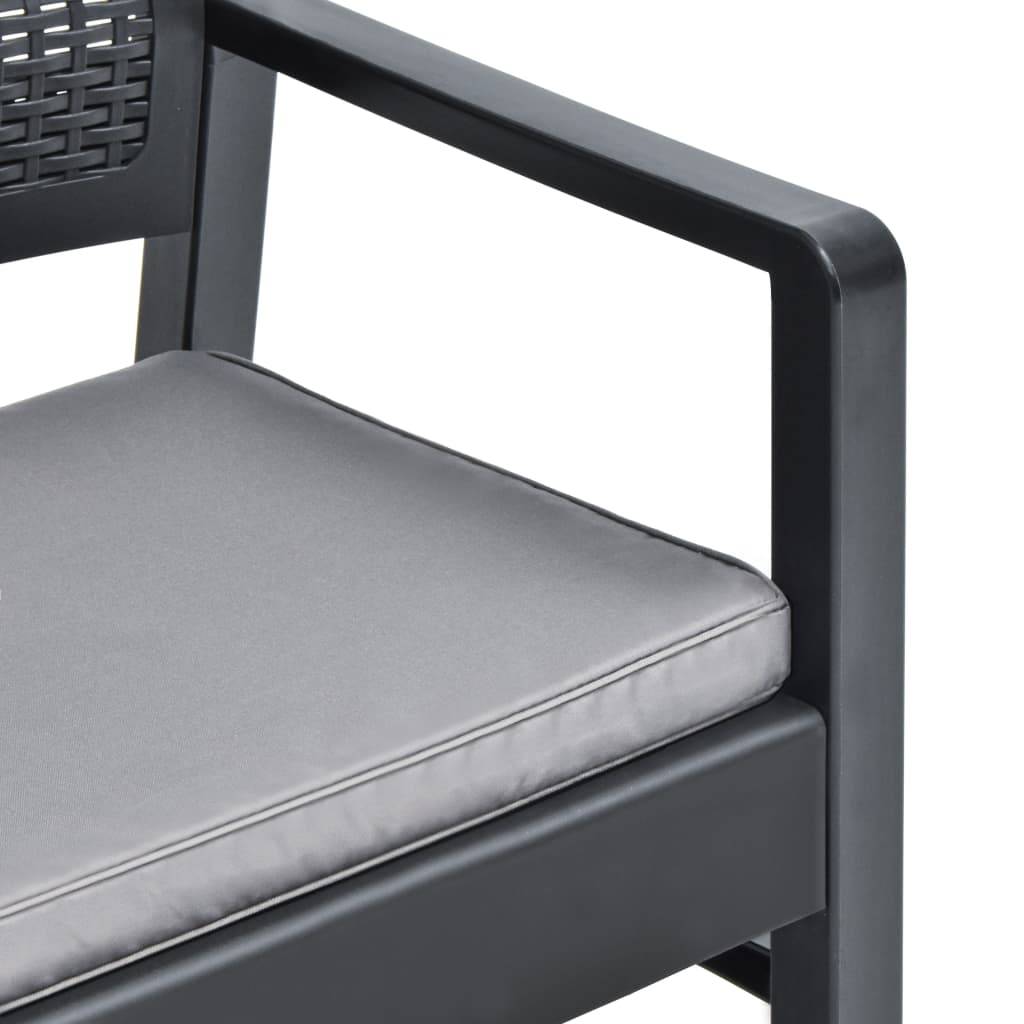 Salon de Jardin 3 pcs 2 Fauteuils Table Basse Plastique Coussins Gris – ComfortXL Outdoor Living - Image 3