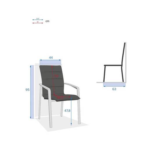 Hesperide - Fauteuil de jardin empilable "Diese" badiane & blanc en aluminium traité époxy Hespéride - Image 4