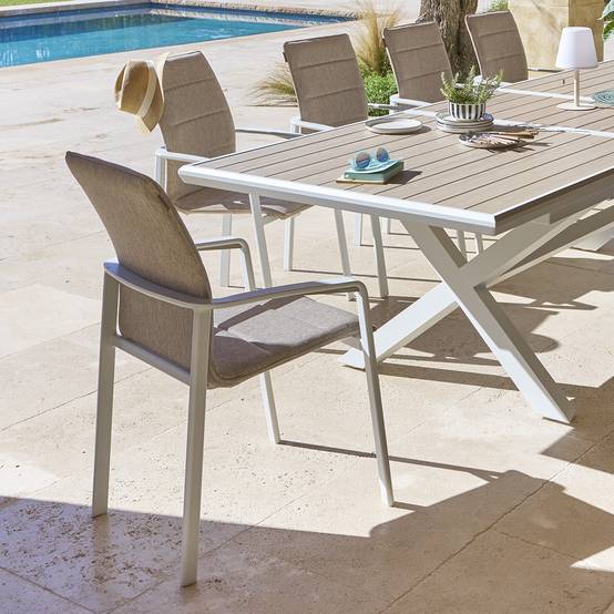 Hesperide - Fauteuil de jardin empilable "Diese" badiane & blanc en aluminium traité époxy Hespéride - Image 5