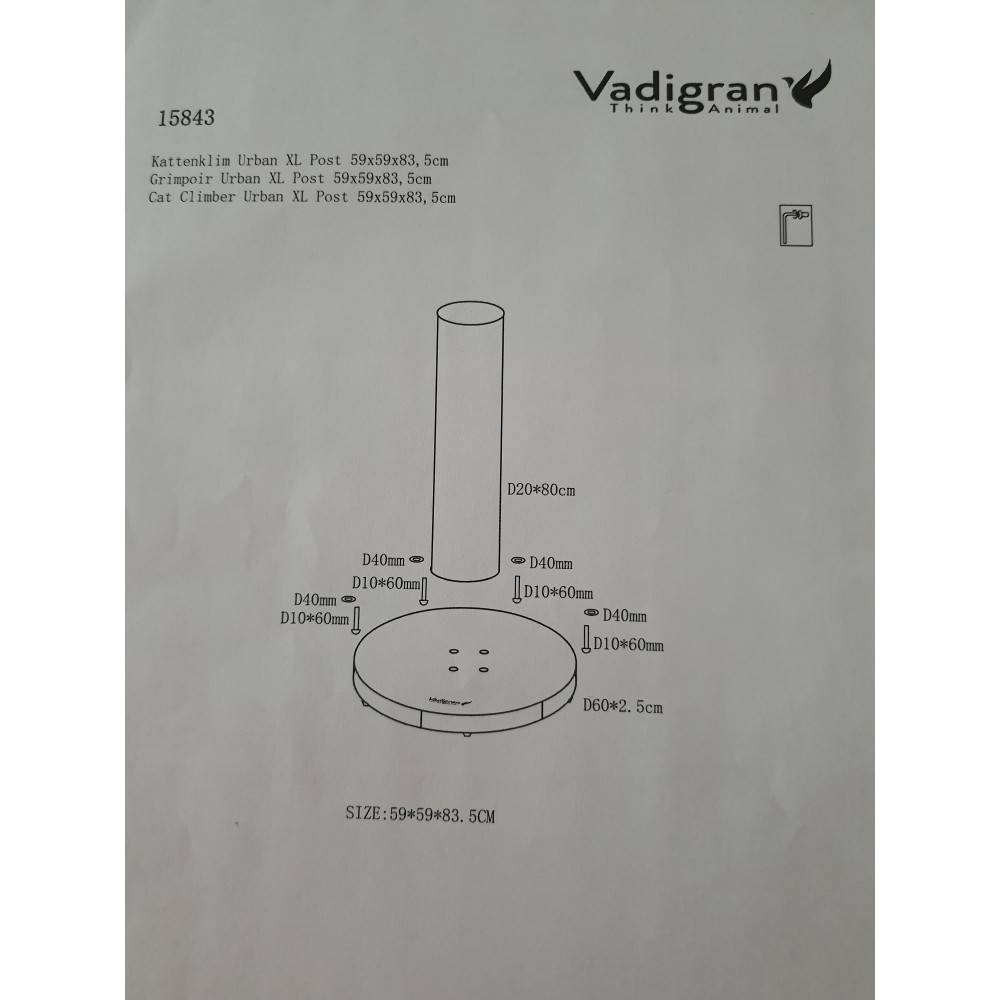 Vadigran - Vadigran - Griffoir Urban XL Post. poteaux ø 20 cm x 83.5 cm . pour grand chats - Image 6