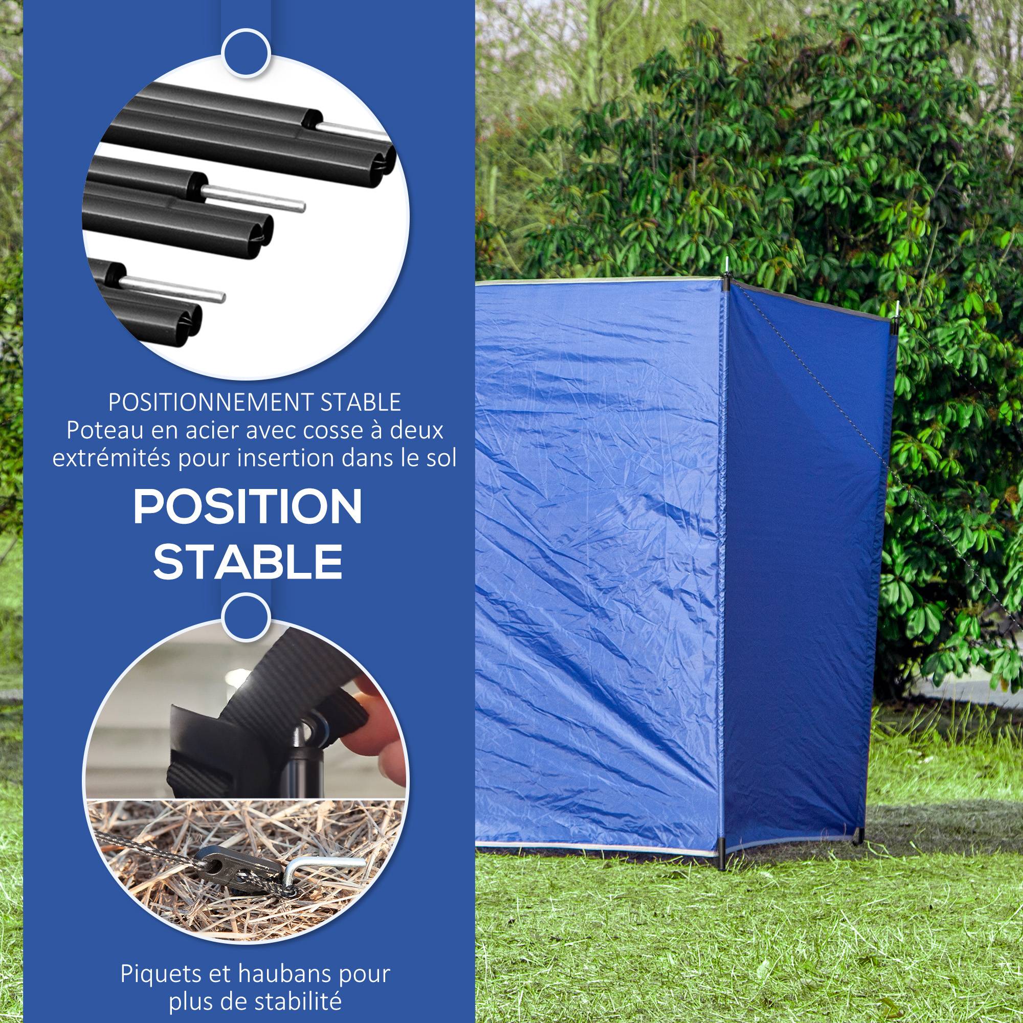 Brise-vent de camping tissu et acier bleu 450 x 0.01 x 150 cm - PANGIVO - Image 7