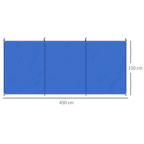 Brise-vent de camping tissu et acier bleu 450 x 0.01 x 150 cm - PANGIVO - Image 5