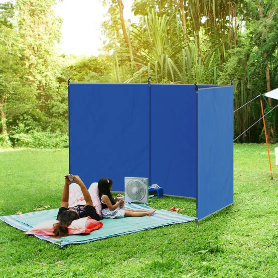 Brise-vent de camping tissu et acier bleu 450 x 0.01 x 150 cm - PANGIVO - Image 3