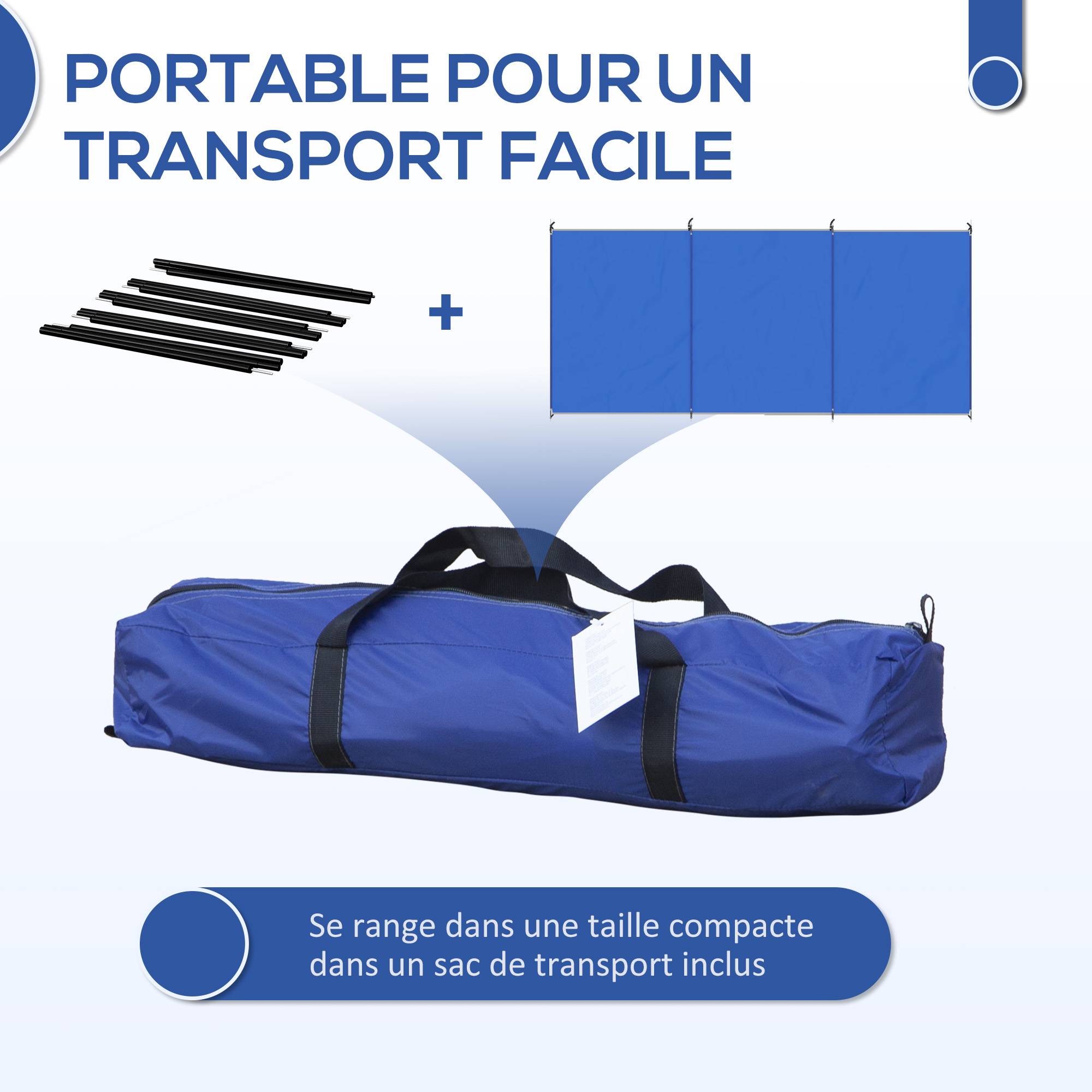Brise-vent de camping tissu et acier bleu 450 x 0.01 x 150 cm - PANGIVO - Image 8
