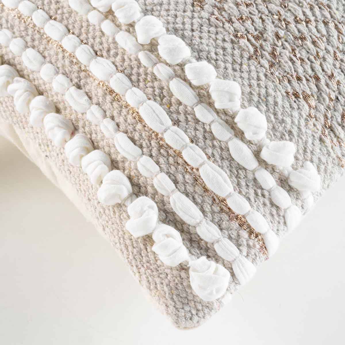 Coussin Déco "Blanca" 30x50cm Naturel & Blanc - Image 2