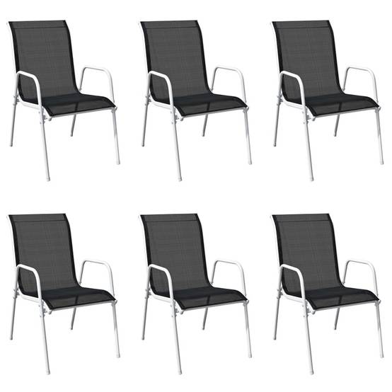Vidaxl - Lot de 6 chaises de jardin empilables - vidaXL - Métal - Noir - Image 1