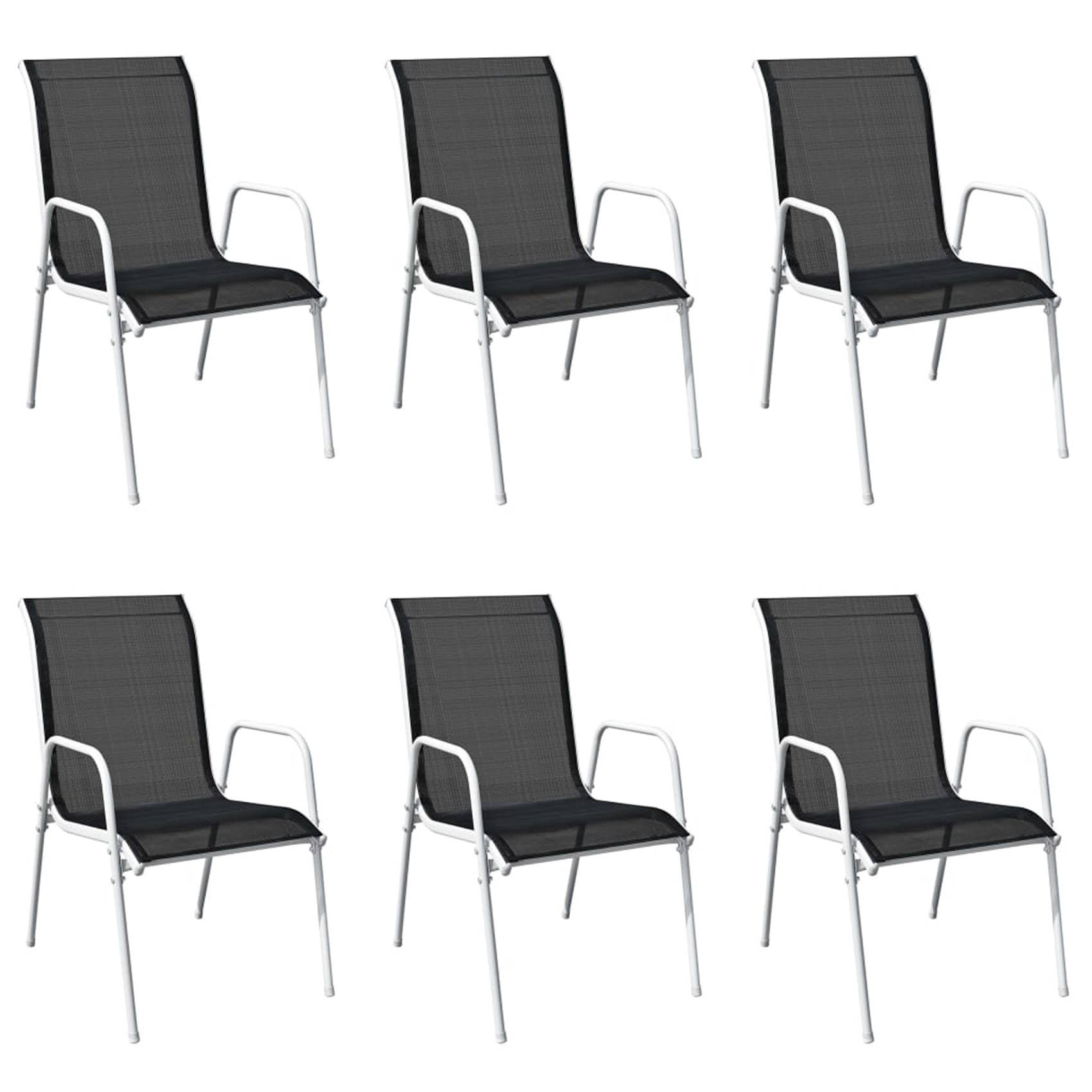 Vidaxl - Lot de 6 chaises de jardin empilables - vidaXL - Métal - Noir - Image 1
