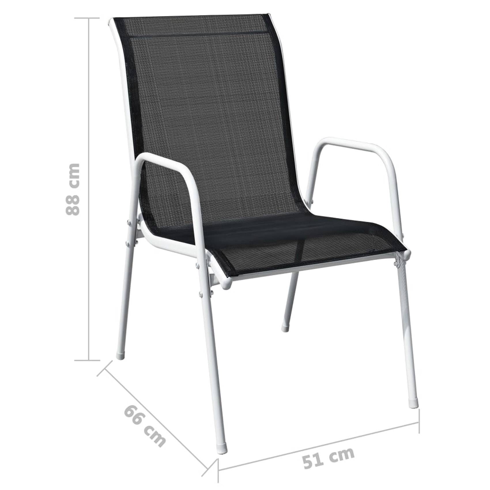 Vidaxl - Lot de 6 chaises de jardin empilables - vidaXL - Métal - Noir - Image 4