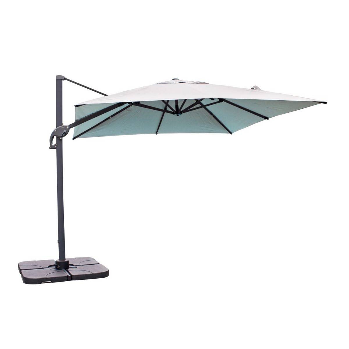 Dcb Garden - Parasol avec pied excentré en acier et toilee - Gris clair - MALAGA - Image 3