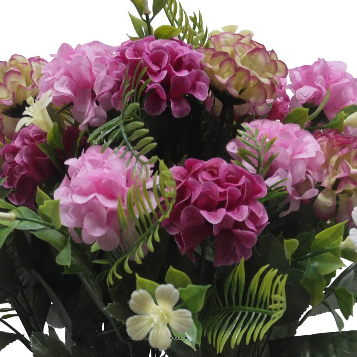 Artificielles - Pot Cone pour le cimetière de fleurs artificielles de Zinnias Rose pour la Toussaint - couleur: Rose 715 - Image 3