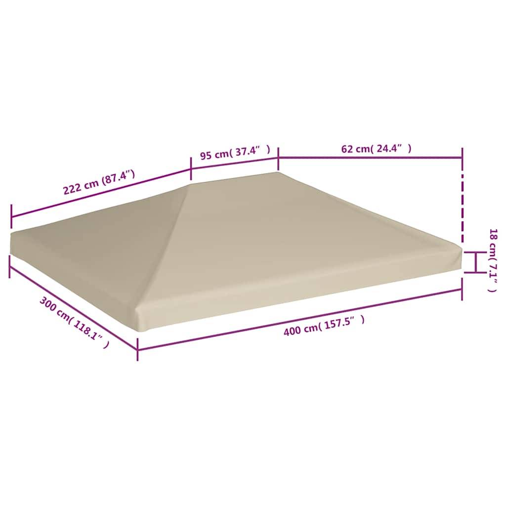 Toile de Tonnelle 4x3 m Polyester PVC Bâche de Rechange Imperméable pour Belvédère de Jardin Beige - ComfortXL Outdoor Living - Image 6
