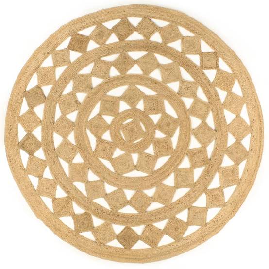 Grand Tapis Circulaire Artisanal en Jute Tressé Durable pour Décoration d'Intérieur Brun 210 cm – ComfortXL Outdoor Living - Image 1