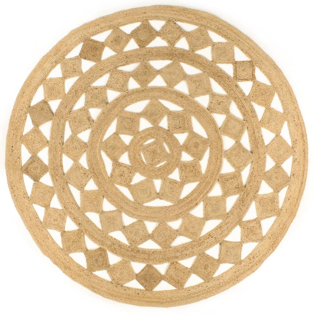 Grand Tapis Circulaire Artisanal en Jute Tressé Durable pour Décoration d'Intérieur Brun 210 cm – ComfortXL Outdoor Living - Image 1