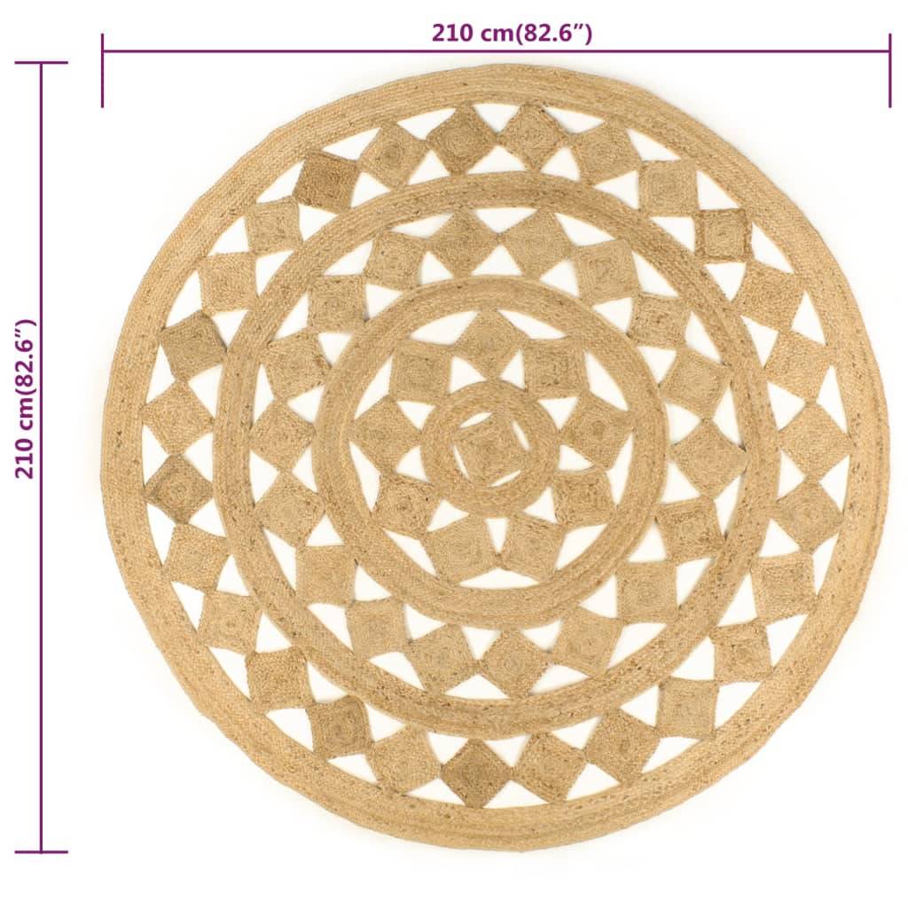 Grand Tapis Circulaire Artisanal en Jute Tressé Durable pour Décoration d'Intérieur Brun 210 cm – ComfortXL Outdoor Living - Image 6