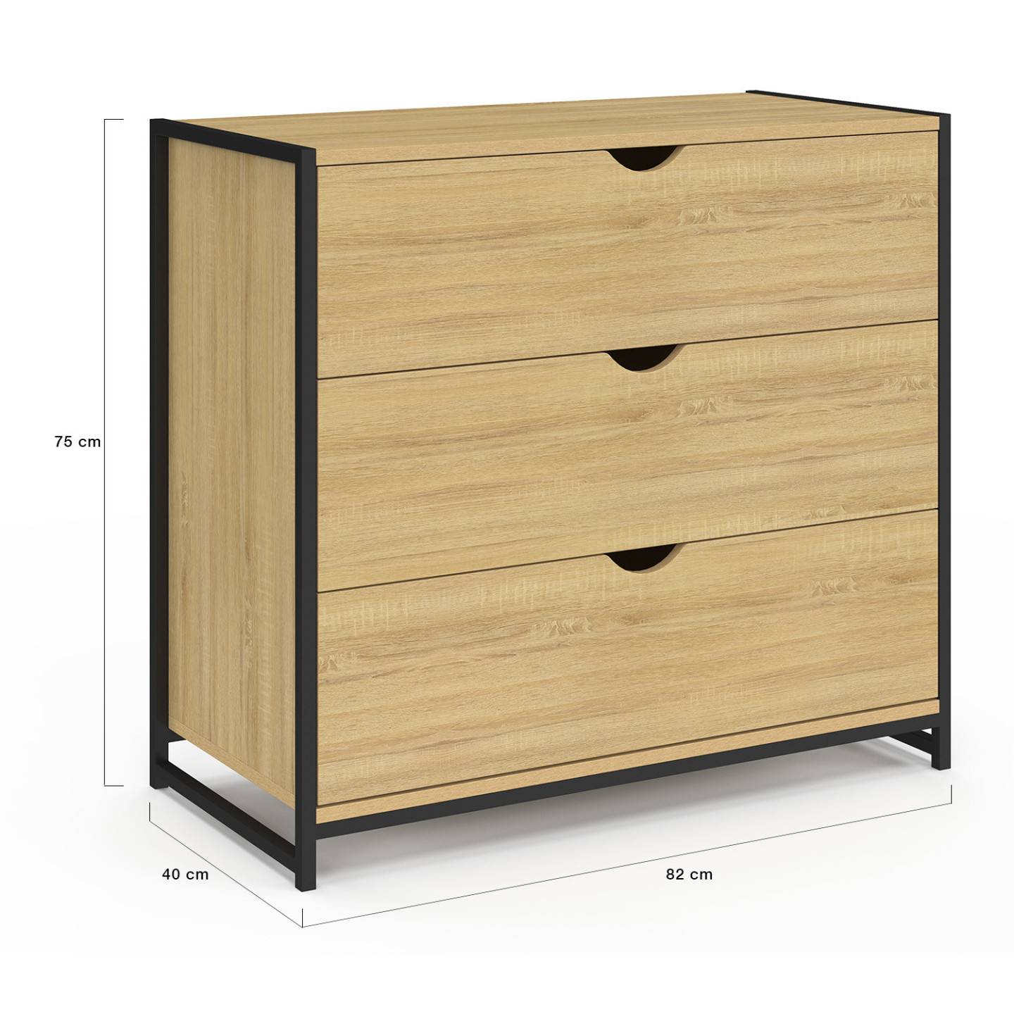 Commode 3 tiroirs DETROIT 80 cm design industriel - Image 5