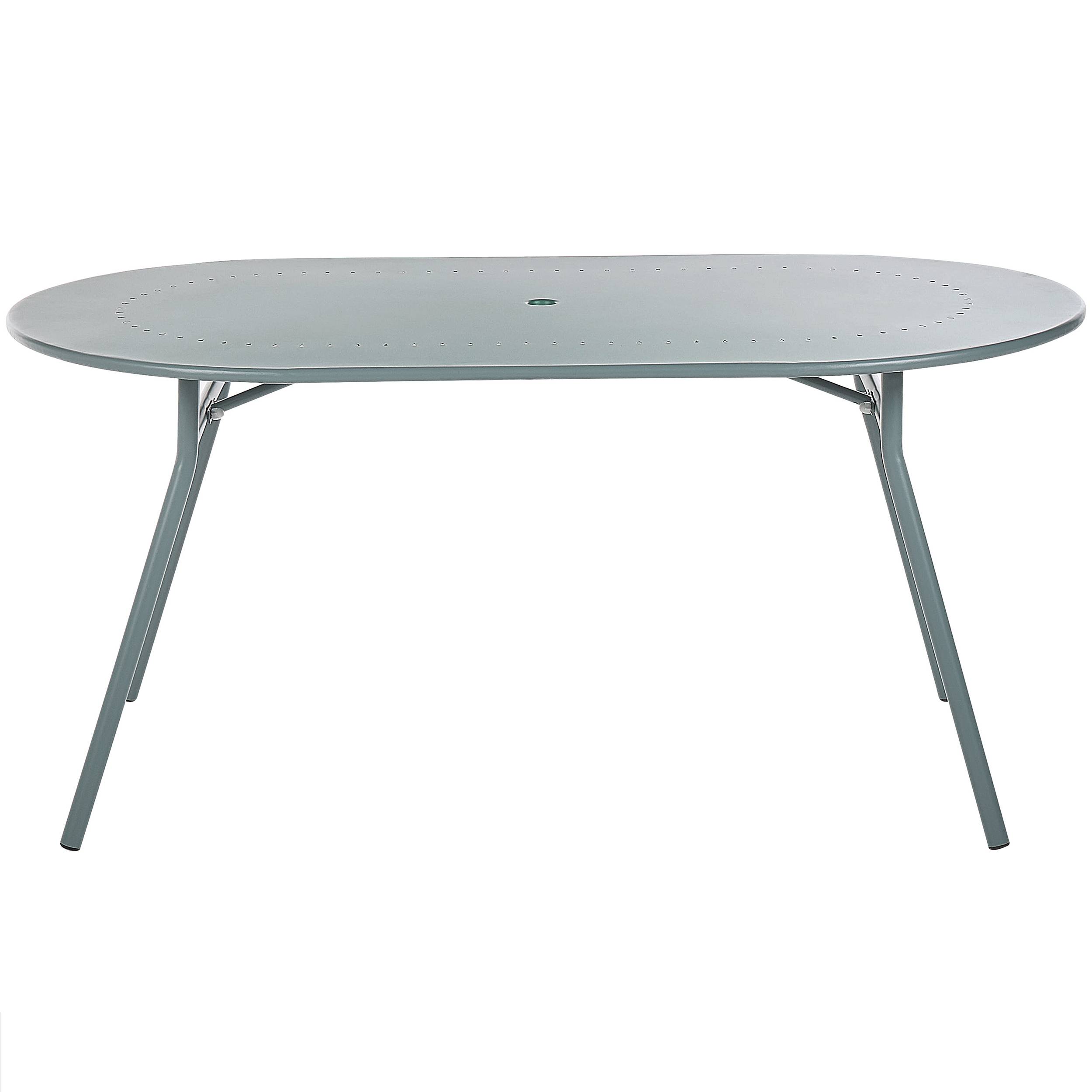 Beliani - Ensemble de Salle à Manger de Jardin Bleu en Acier Table Ovale avec 4 Chaises et Parasol (16 Variantes) Pour Repas Convivial en Extérieur - Image 6