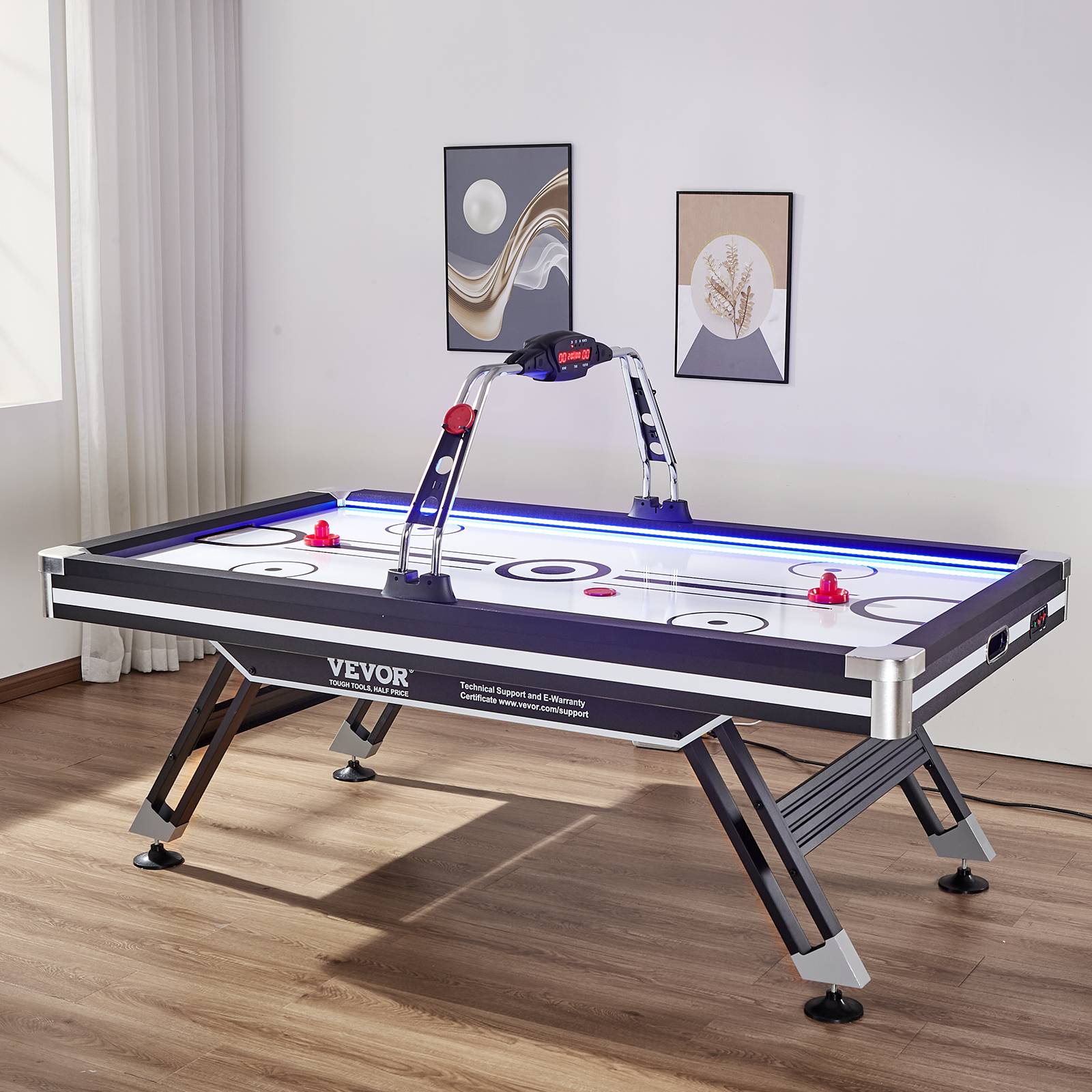 Vevor - VEVOR Table air hockey avec score LED intérieur, 2 palets, 2 poussoirs, jeu arcade pour salle de jeux. - Image 8