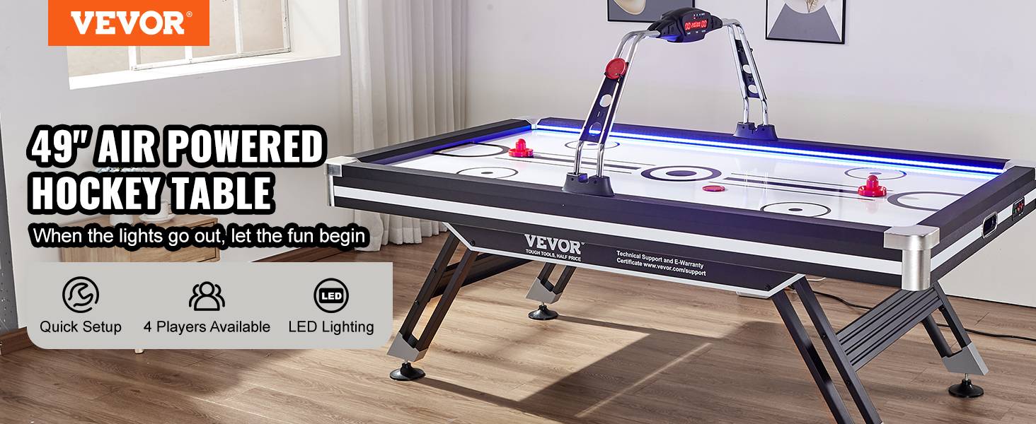 Vevor - VEVOR Table air hockey avec score LED intérieur, 2 palets, 2 poussoirs, jeu arcade pour salle de jeux. - Image 9